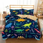 Мультфильм Dinosour с капюшоном синего цвета Комплект постельного белья для мальчиков постельное бельё один двойной одеяло чехол для детей с Наволочка на подушку-обложку для 1 человека