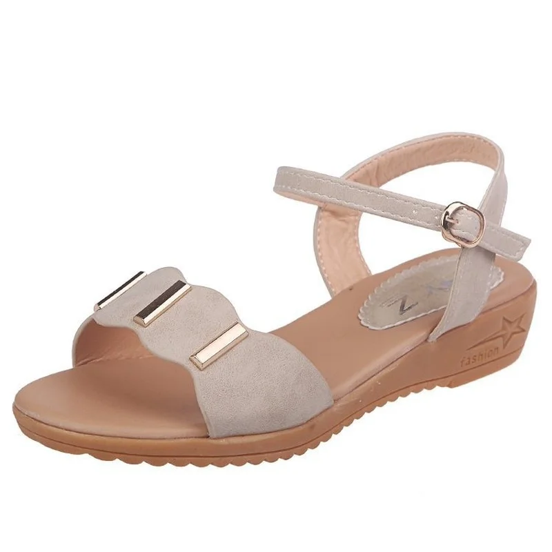 

Sandals Women's Summer Flat Bottom 2021 Flat-heeled Non-slip Soft Bottom Comfortable Pregnant Women Students Roman Casual Shoes