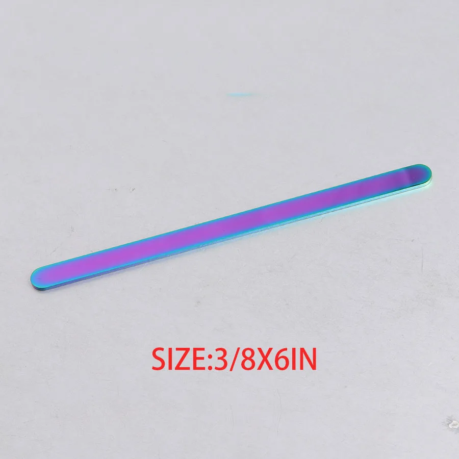 0.375inx6inrainbow Fnixtar DIY C Открытый Браслет-манжета материал зеркальная полировка нержавеющая сталь прямоугольная подвеска-заготовка 1/4*6 дюймов(6x152 мм) 10 шт./лот - Окраска металла: 0.375inx6inrainbow