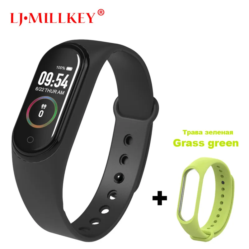 M4Black-Green Умный Браслет Интеллектуальный трекер активности M4 умный Браслет Смарт-браслет 4 пульсометр фитнес-трекер умные часы для мужчин и женщин - Цвет: M4Black-Green