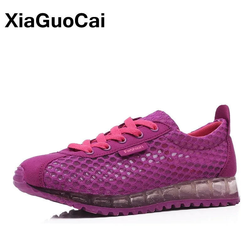 Summer Women Casual Shoes Mesh Female Flats Breathable Lace Up Leisure Cushioning Woman's Sneakers Outdoor 2020 Walking Footwear