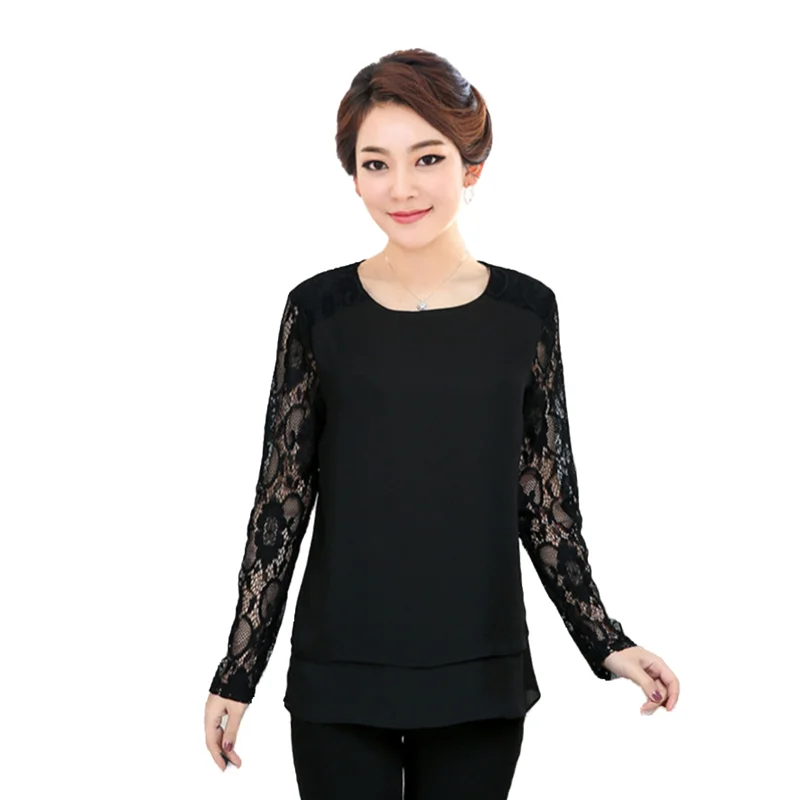 Женская блуза большого размера цвет черный Размеры L- 4XL | одежда