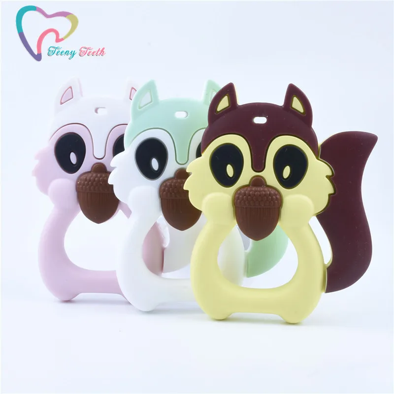 

5 PCS Baby Silicone Squirrel Teethers Kids BPA Free Baby Teether Infant Teething Necklace Silicone Beads Kids Bite Tiny Rod Toys