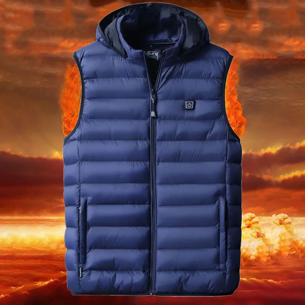

New Men Outdoor USB Infrared Heating Vest Jacket Winter Charging Electric Thermal Clothing Waistcoat For Fishing Hiking Cycling