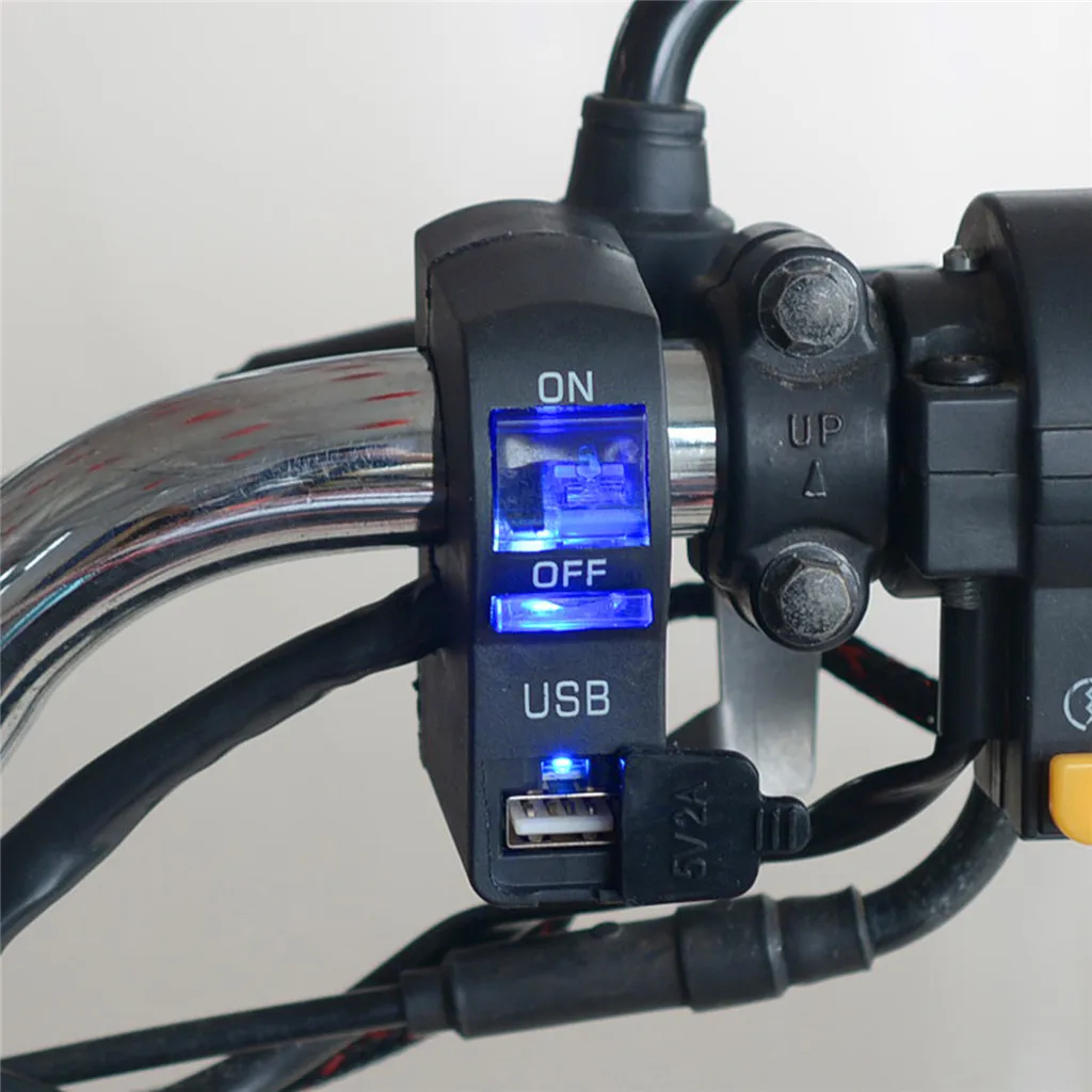 Комплект для мотоцикла 12 В Автомобильная usb-розетка водонепроницаемое автомобильное зарядное устройство с переключателем синий для автомобиля RV ATV лодка водный мотоцикл мобильный