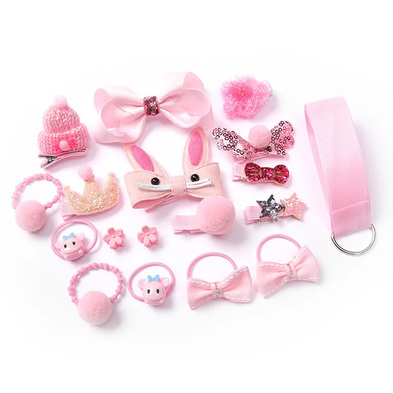 18 шт./лот детские заколки для волос банты заколки-короны аксессуары резинка