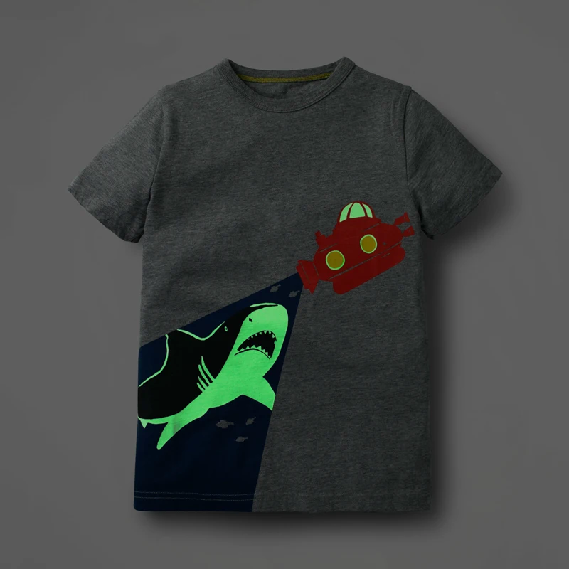 Little maven 2-7Years Summer Luminous Shark Pattern Мальчики Шорты Футболки с рукавами для малышей