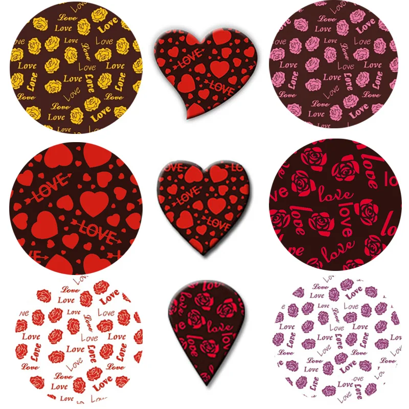 

20Pcs Chocolate Transfer Paper Valentine's Day Cake Decorating Tools Multi-Pattern Food Transfer Paper Sheet Edible Glutinous