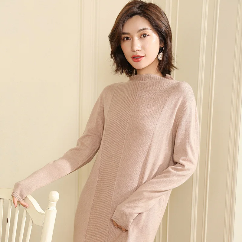 2019 женское платье Осень Зима Свободный стиль кашемировые вязаные платья для