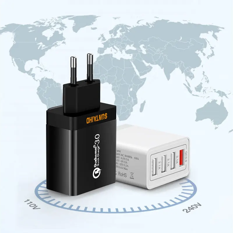 Suntaiho USB Зарядное устройство быстрое зарядное устройство QC 3,0 для iPhone X 4-Порты и разъёмы быстрое настенное зарядное устройство для samsung S9 Xiaomi huawei мобильного телефона Зарядное устройство