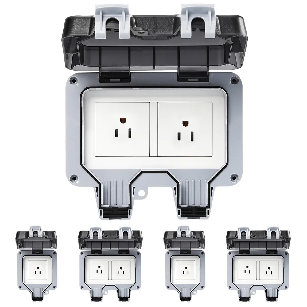 

IP66 Weatherproof Waterproof Wall Power Socket 15A Outdoor Switched Socket Covers Garden Double Switched US Socket Covers