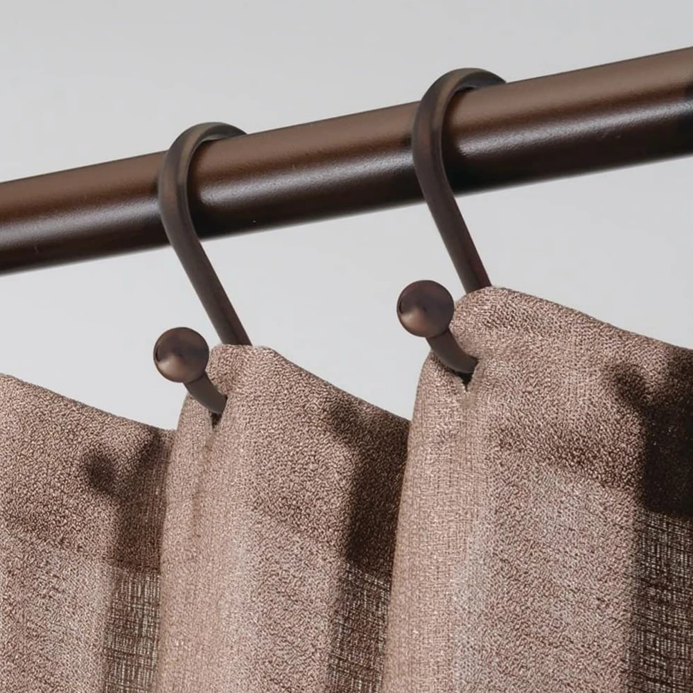 

12PCS Metal Shower Curtain Hooks,Rust Resistant Shower Hooks Rings,Oil Rubbed Shower Hooks for Curtain,Decorative Curtain