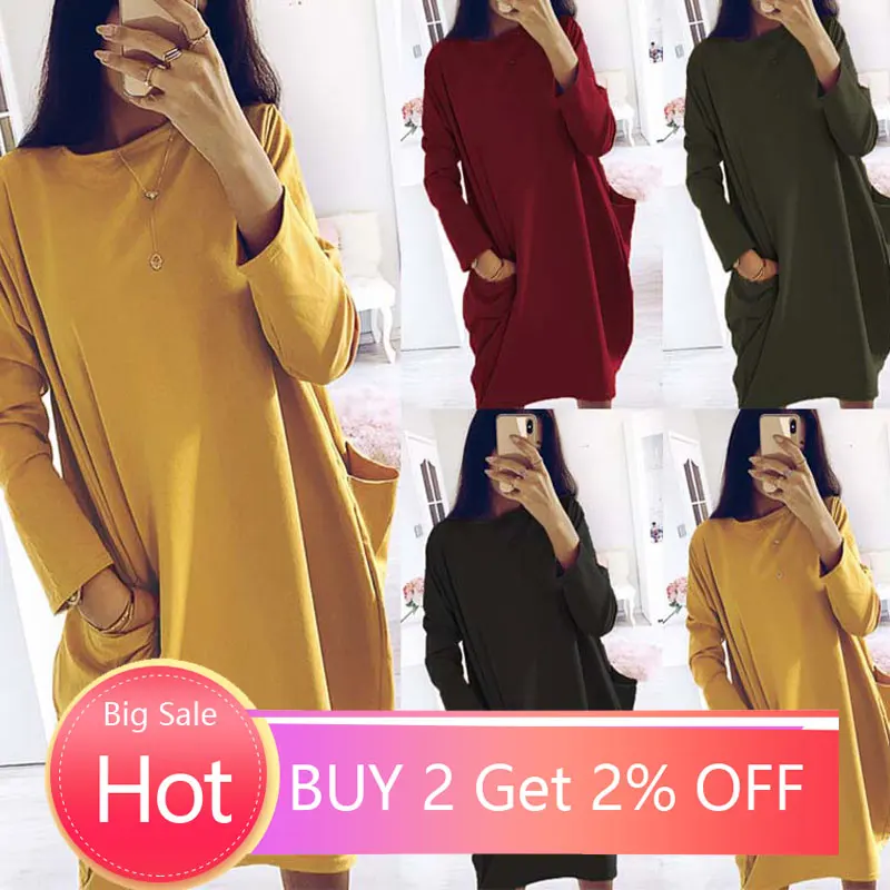 

Spring Casual Loose Dress Women Short Party Dress Pocket Pleated Dress Female Long Sleeve Dresses for Women Short Bodycon