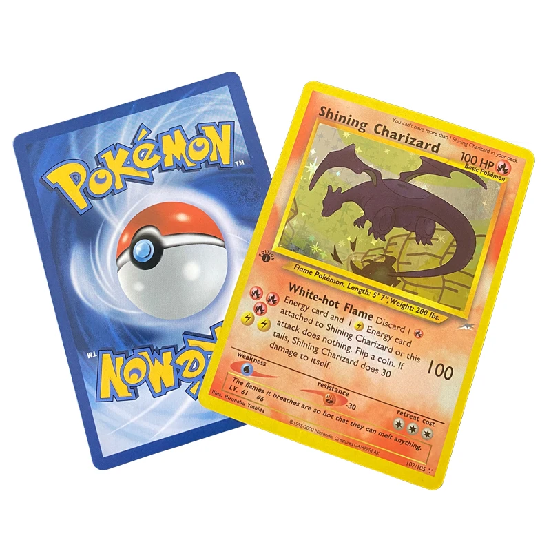 Charizard Pikachu 1Pcs Pokemon Flash Cards 1996 Years English Collection Gif Kids Toys |