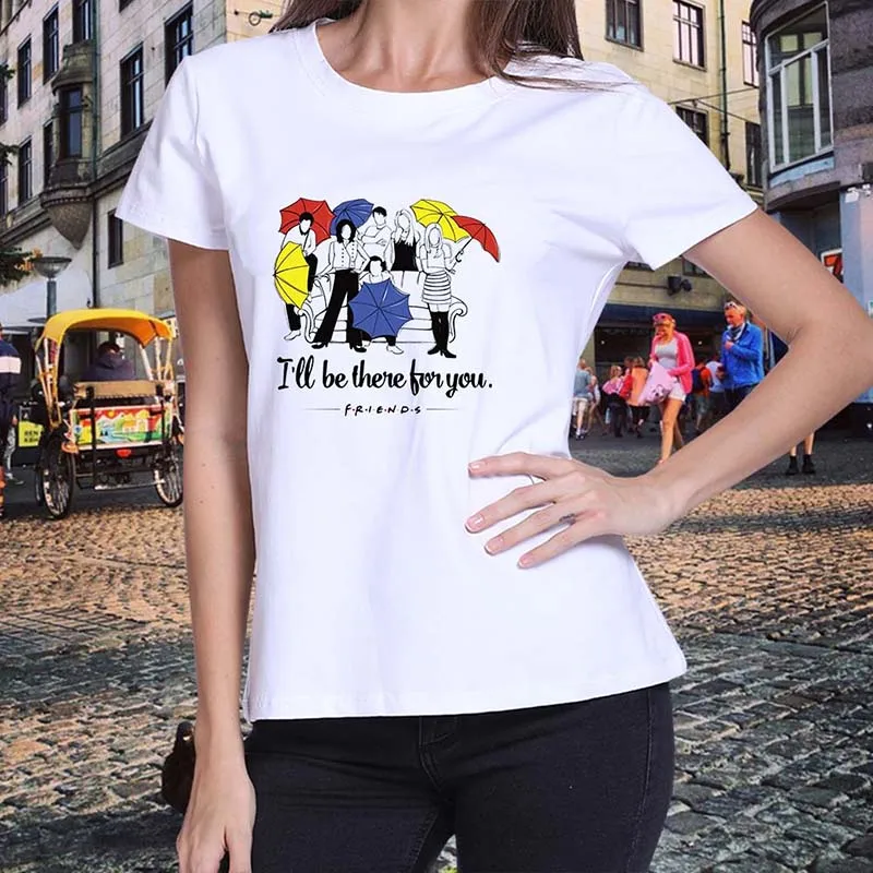 Футболка с готическим рисунком Friends Tee Harajuku женская футболка с буквенным принтом с коротким рукавом и круглым вырезом Женские топы