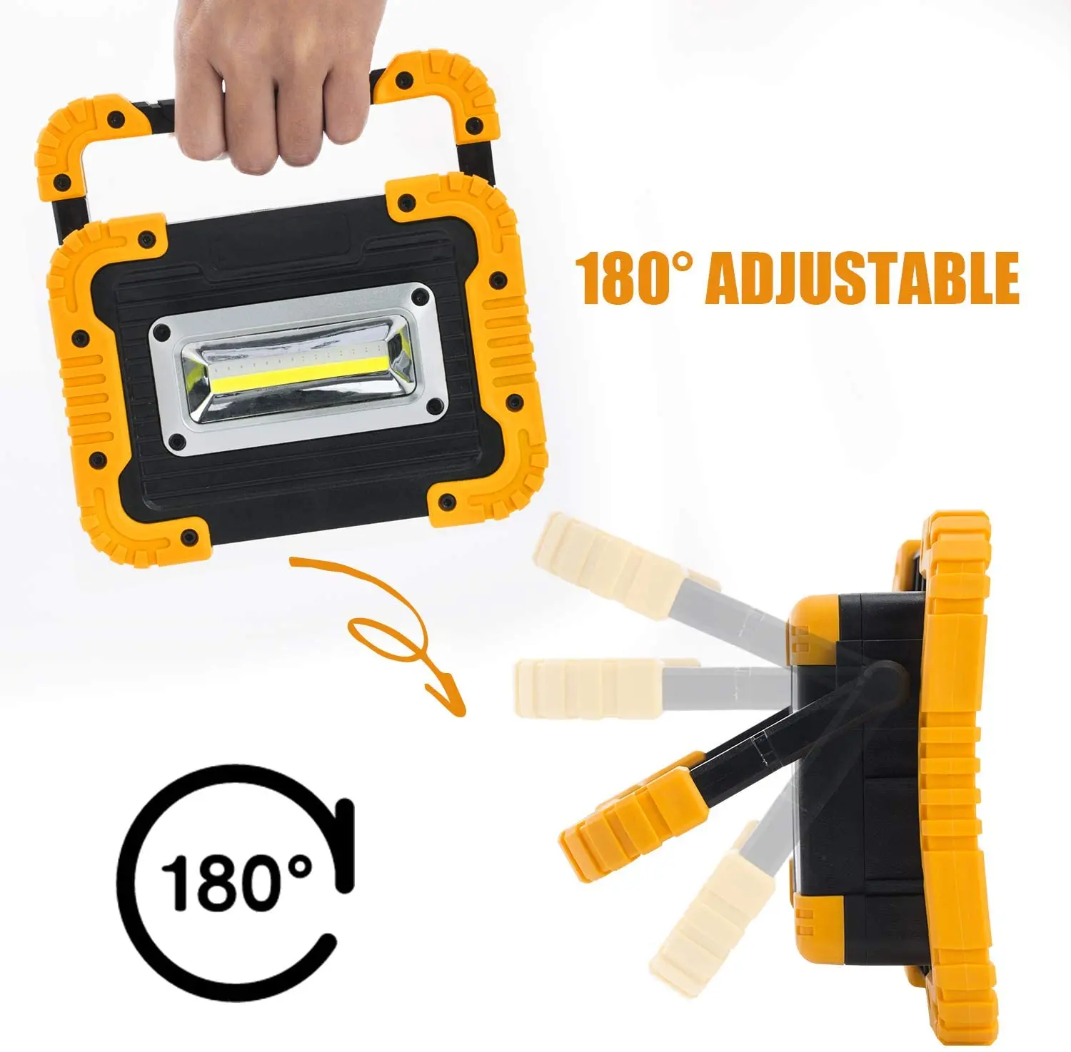 

200W Portable LED Work Light Rechargeable COB Work Light Waterproof LED Flood Light With Bracket Suitable For Indoor And Outdoor