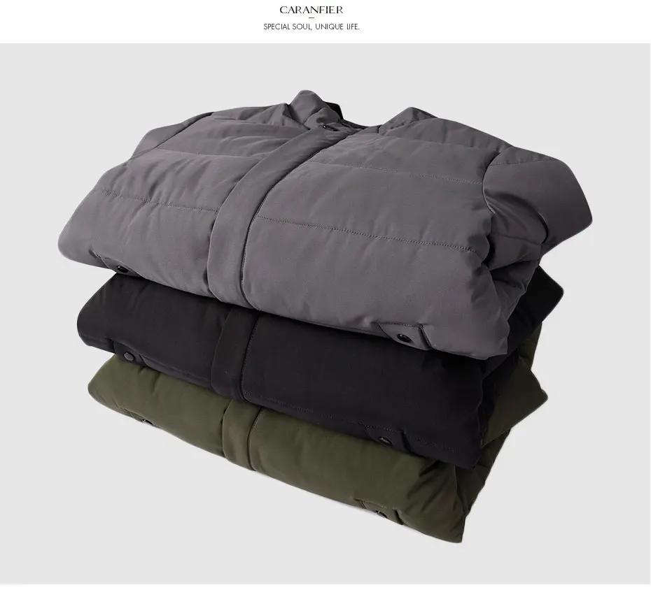 CARANFIER 6XL 7XL 8XL мужская длинная парка Теплая Зимняя брендовая куртка Роскошная водолазка с капюшоном и воротником ветрозащитная мужская одежда в сдержанном стиле