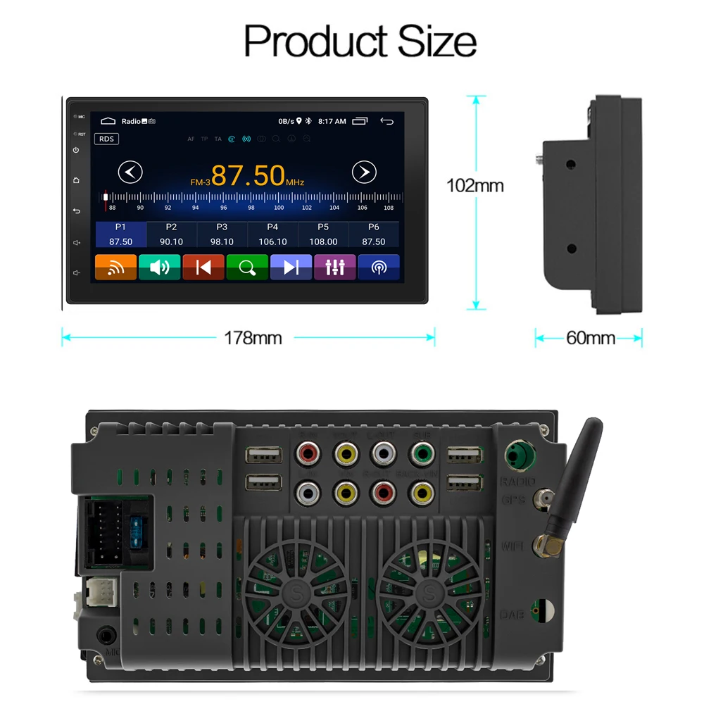 Автомагнитола 2 din универсальный мультимедийный плеер на Android с 7 "экраном GPS RDS DSP