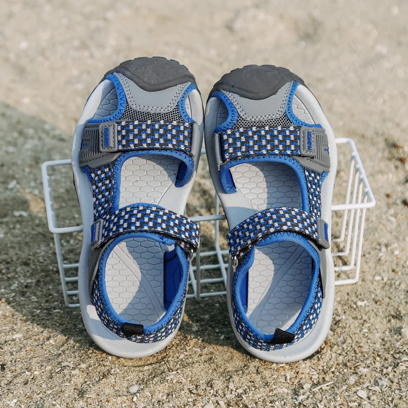 Сандалии детские кожаные с закрытым носком пляжные босоножки кроссовки кожаная