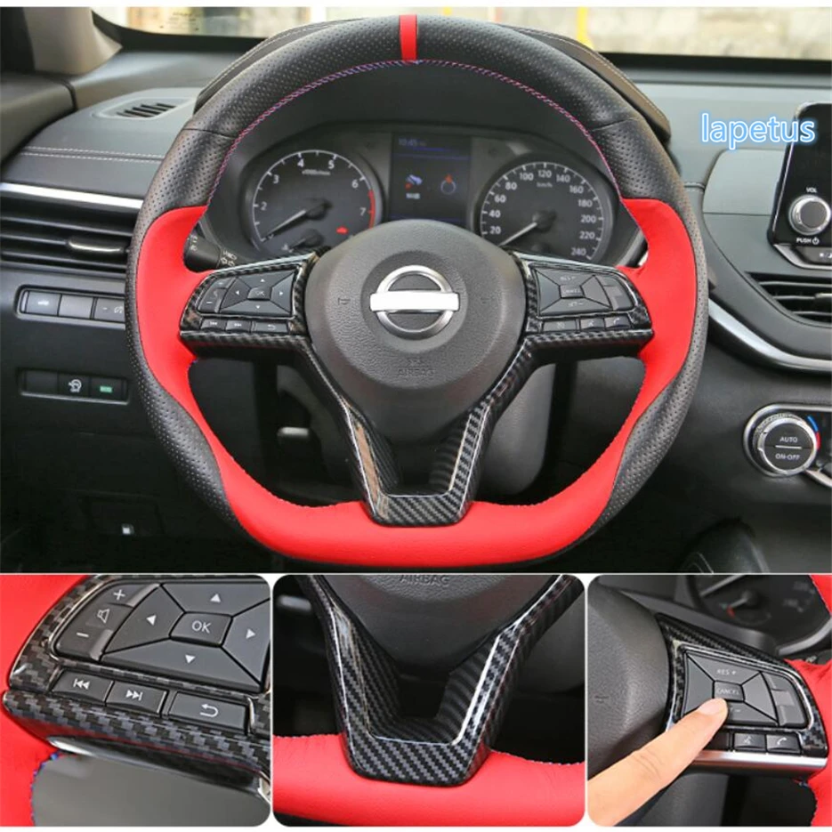

Lapetus Auto Steering Wheel Button Decoration Frame Strip Cover Trim Fit For Nissan Altima / Teana 2019 2020 Carbon Fiber ABS