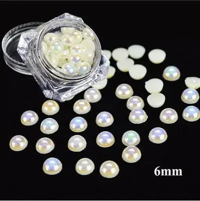 6mm Zziell Стразы для ногтей Жемчужное Украшение AB Цвет 3D Природа круглый плоский с оборота Блестящий DIY Маникюр украшения для дизайна ногтей - Цвет: 6mm