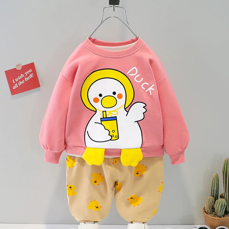 

Spring Baby Boys Girls Pullover Set Toddler Girls Outfit Animal Cartoon Long sleeve Simplicity Top and Pants Clothes Casual Suit