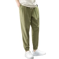 chinese style linen pants mens street wear casual jogging pants mens 100 cotton pants mens m 5xl nine point pants