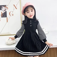 christmas new dress for girls half high neck striped contrast pleated sweater dress princess dress child clothing for 3 8 age