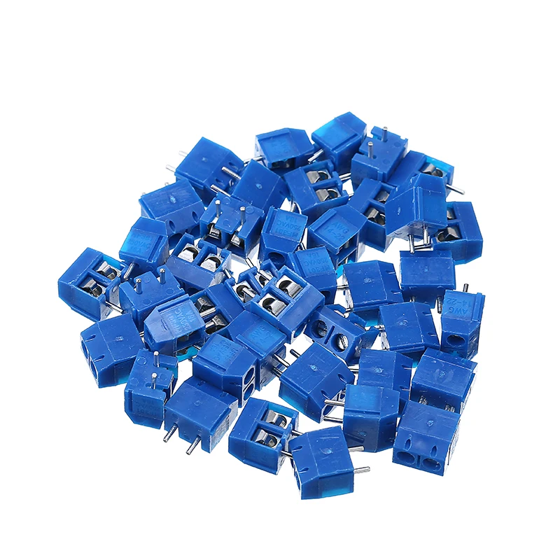40 шт. синий 2 контактный Клеммная колодка PCB Разъем 5 08 мм Шаг панель