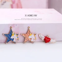 10pcs stars unicorn heart wings enamel charms pendants diy necklace bracelet earrings floating jewelry accessory golden base
