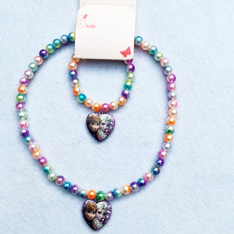 Детское ожерелье из мультфильма Принцесса Диснея браслеты Холодное сердце Эльзы