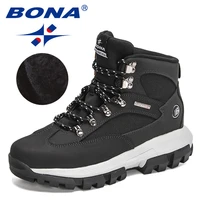 bona 2022 new designers action leather plush super warm snow boots men sneakers ankle boots outdoor botas mansculino footwear