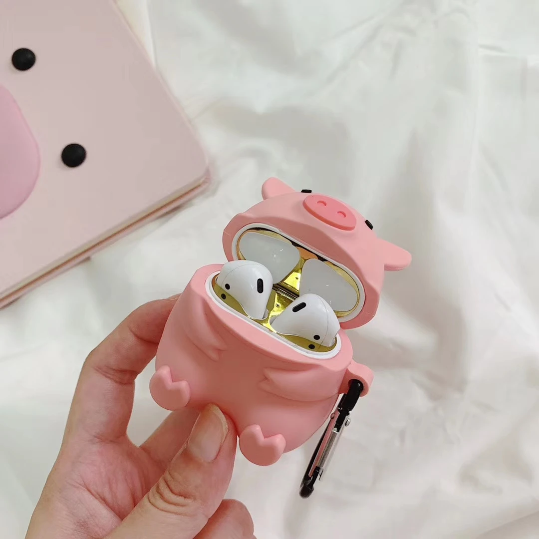 Милый 3D мультфильм анти-осень розовый вспыхивающий Свинья Силиконовый наушник чехол для Apple AirPods 1/2 беспроводной bluetooth чехол для гарнитуры