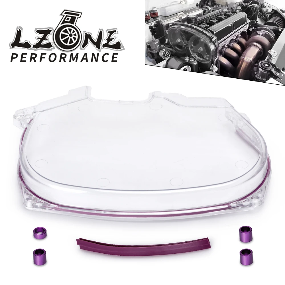 LZONE - Clear Cam Gear Cover Timing Belt Cover Turbo Cam Pulley For 96-05 Mitsubishi Evolution Lancer EVO4-8 4G63 JR6338