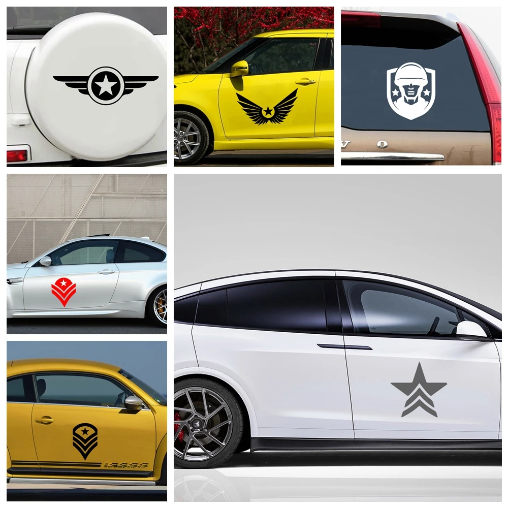 

Large Star Pattern Car Sticker Fun Personality Fight Star Auto Stickers Decal Soldier Medal Car Styling Body Decor Mural