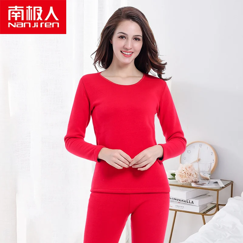 NANJIREN для женщин комплекты термобелья из хлопка красного цвета нижнее белье