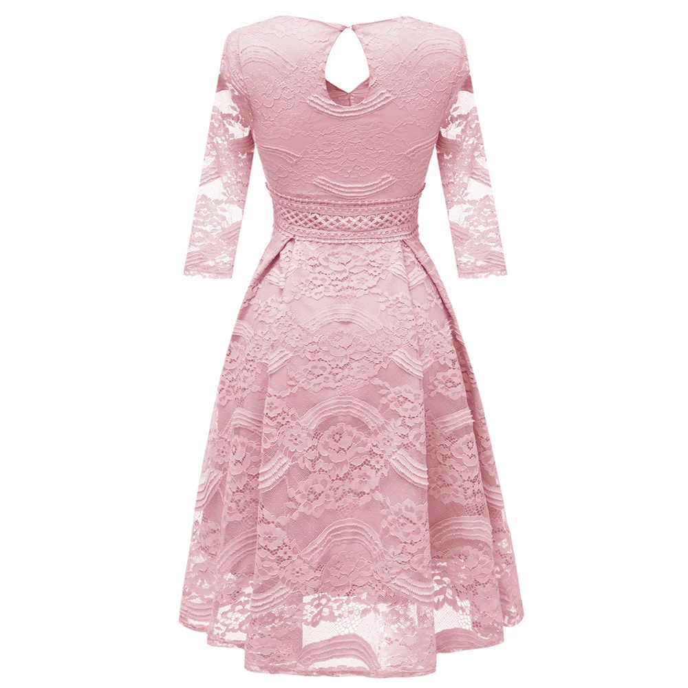 Женское платье средней длины больших размеров кружевное с цветочным рисунком