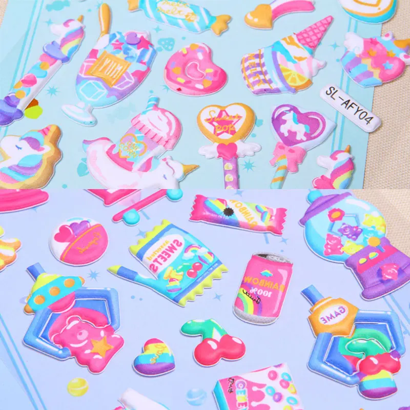 Pegatinas 3D de dulces y dulces para ni&ntilde;os y ni&ntilde;as, pegatinas de juguete hinchadas para &aacute;lbum de recortes, pegatinas para diario, Kawaii, regalo-3