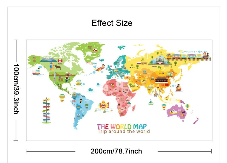 

Animal World Map Wall Stickers Boy Gilr Kids Room Decoration Aesthetic Baby Nursery Bedroom Decor Wallpaper Wall Art Decal Mural
