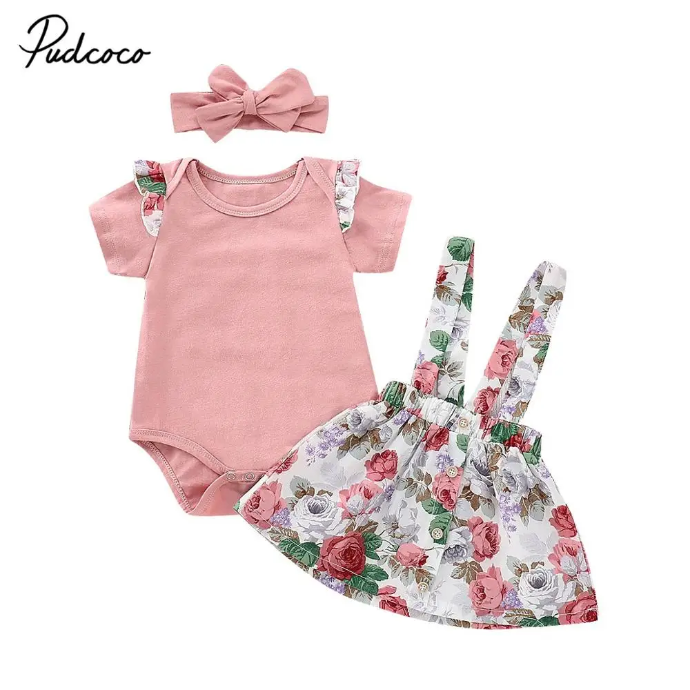 Комплект одежды для новорожденных девочек боди + юбка с цветочным принтом