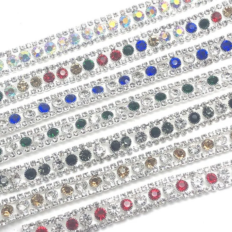 

10Yards Colorful Rhinestone Trim Red Sapphire AB Crystals Cup Chain Claw Jewelry Crafts