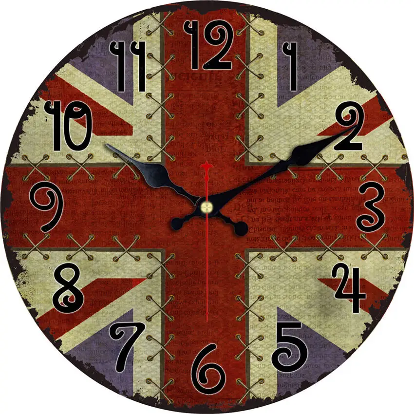 

Vintage London Street Old Car garage Silent Round Clock Retro London British Flag Large Wall Clocks 6 Inch Wooden Wall Clocks