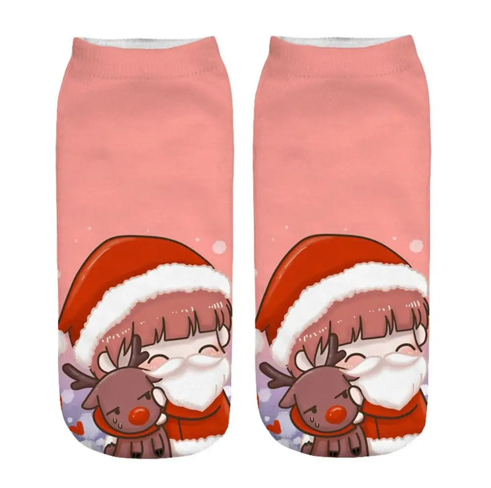 Casual Work Women Socks 3D Christmas Santa Sock Xmas Ladies Soxs Meias Elk Printing Medium Sports Lovely Female Chaussette | Женская