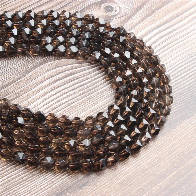 

Lanli 6/8/10//12mm naturally carves small flat Tea-coloured crystal loose beads for jewelry DIY stone bracelets and necklaces