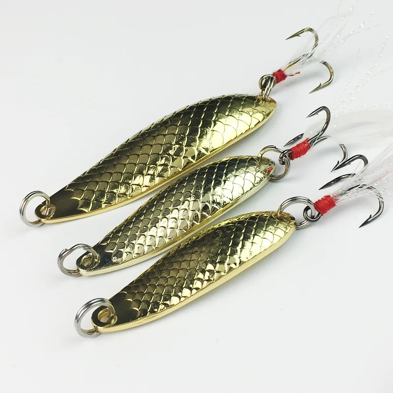 LUSHAZER рыболовная ложка приманка 7 г 10 15 металлические приманки Тройной Крючок для