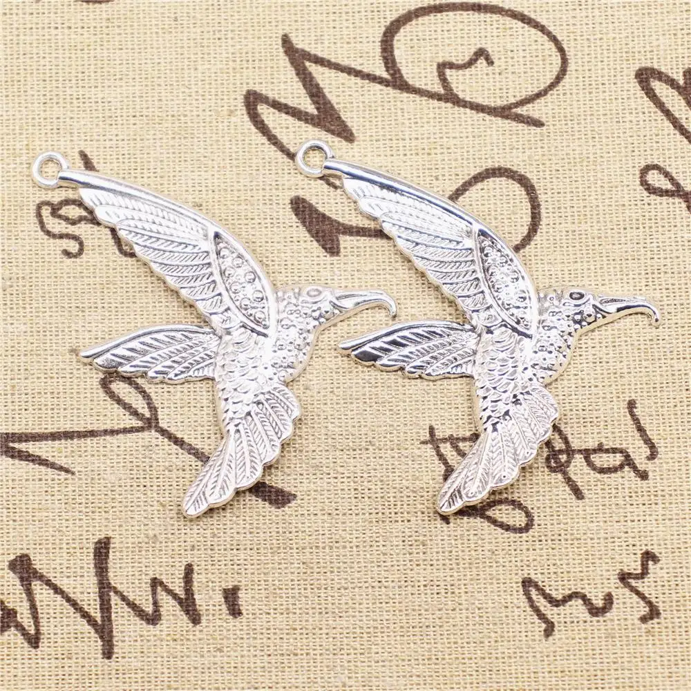 

Charms For Bracelet Making 2pcs 63x53mm Antique Silver Color Eagle Pendants