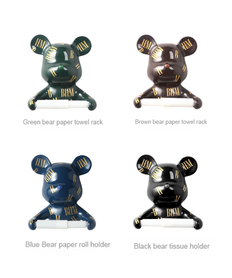 

Resin Free Punch Hand Tissue Box Household Paper Towel Holder Reel Spool Device Bear StyleTray Toilet Paper Holder Hygiene