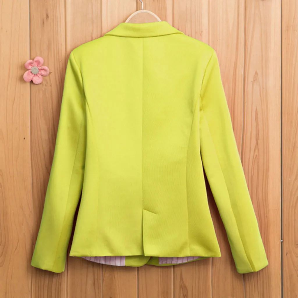 Модные Женские однотонные приталенные блейзеры на пуговицах повседневные