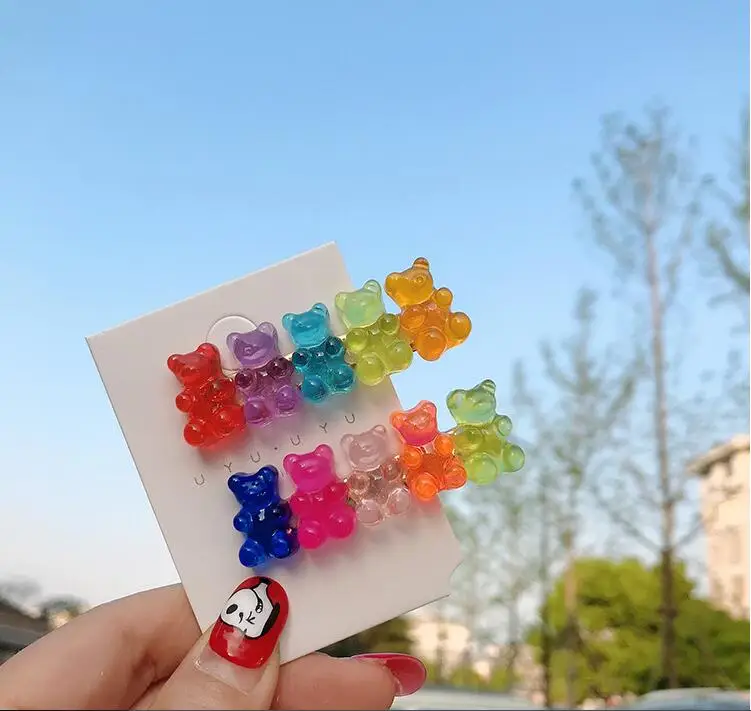 Разноцветные заколки для волос в виде мишки головной убор с орнаментом| |