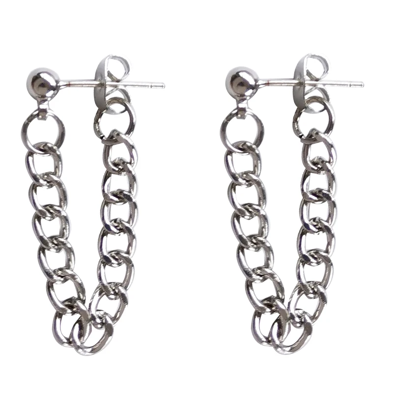 

S925 needle Metal Drop Earrings 2020 Simply Design Metallic Chain Short Dangle Earrings For Women Jewelry Party GIfts